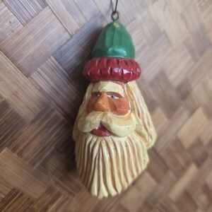 Wood Carved Look‎ Santa Christmas Ornament 4" x 2" Holiday Decor Santa Claus